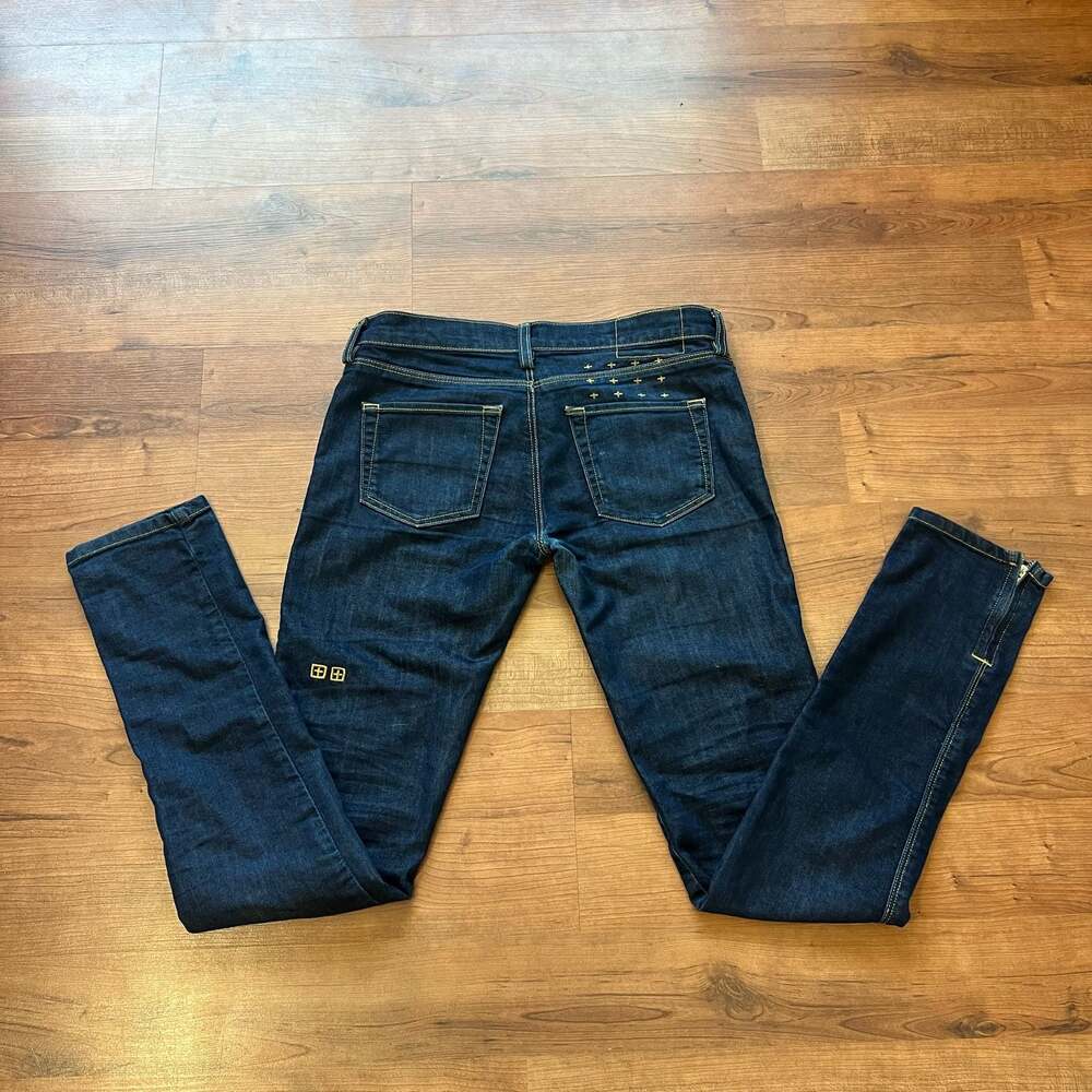 Ksubi Dark Wash Slim Fit Jeans with Zip Hem Details Size 28x32